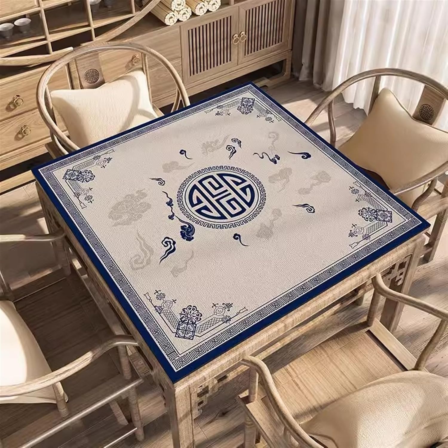 Mata Na Stół Mahjong Do Kart Pokerowych Domino Wielokolorowa Wiele Rozmiarów(Blu,31.5x31.5in/80x80cm)