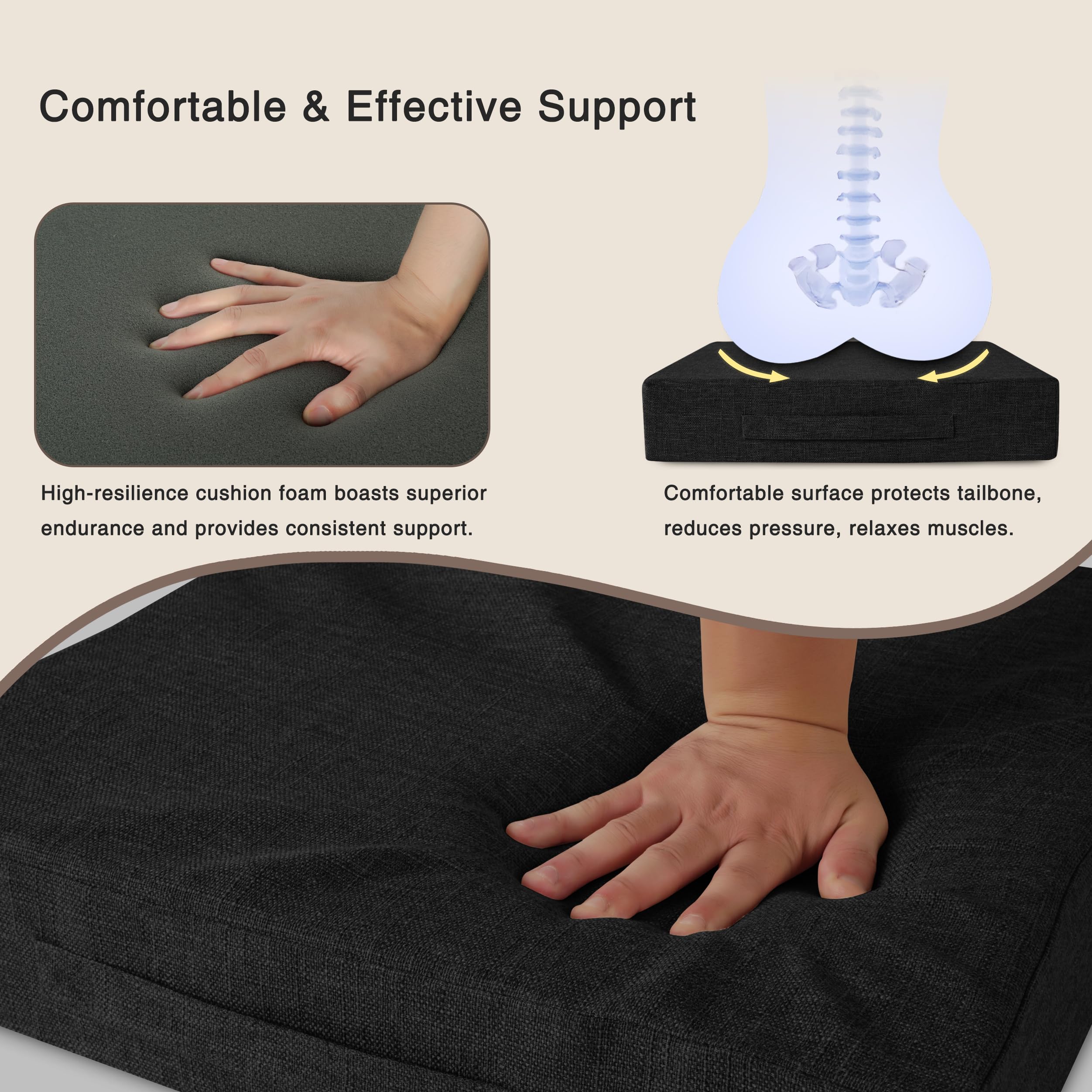 OVOV Cojines reclinables para ancianos, 20 x 20 x 4 pulgadas de grosor, cojín de asiento para silla reclinable, cojines cuadrados grandes antideslizantes con funda lavable para sillón, sofá, color