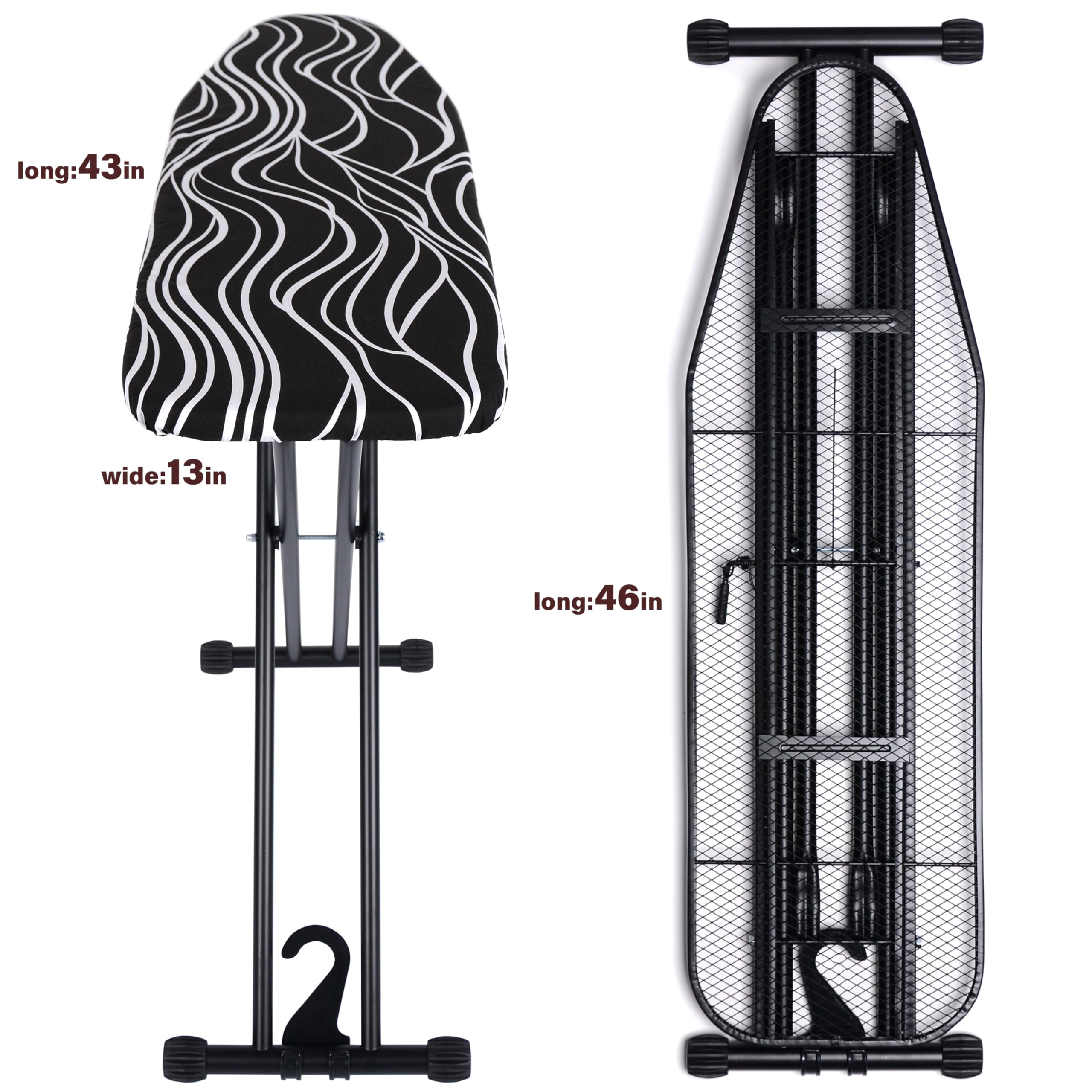 veiox Foldable Ironing Board, Compact and Space Saver Iron Board, Full Size?Extra Thick Heavy Duty Padded Cover?Non Slip Feet, Heat Reflective Surface, Perfect for Quick Ironing Tasks