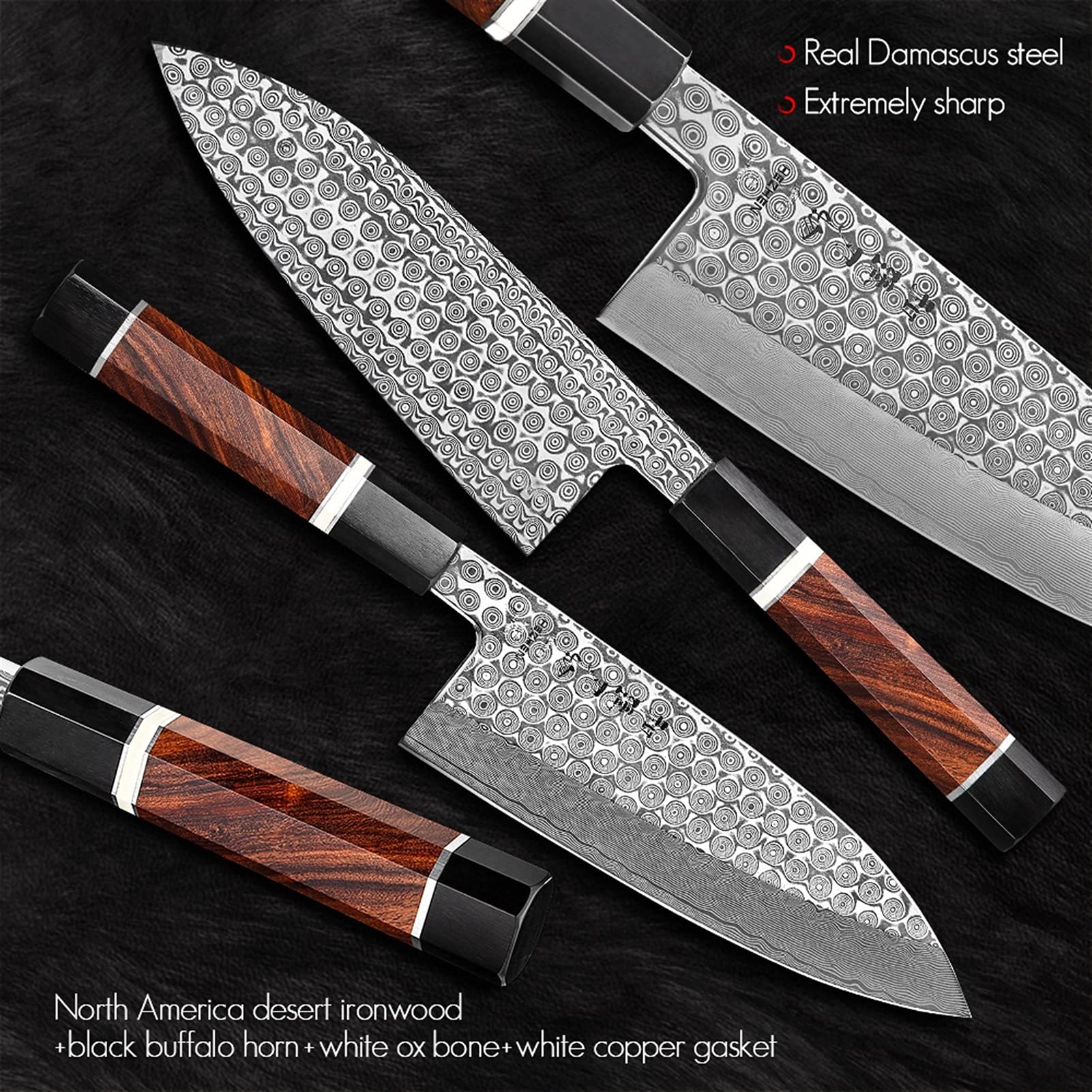 Retro Serie 180mm Gyuto coltello Damasco Steel Sashimi Giapponese Pesci-Filletto Strumento da cucina Sharp Salmon Cook Coltelli da cucina Coltello da cucina