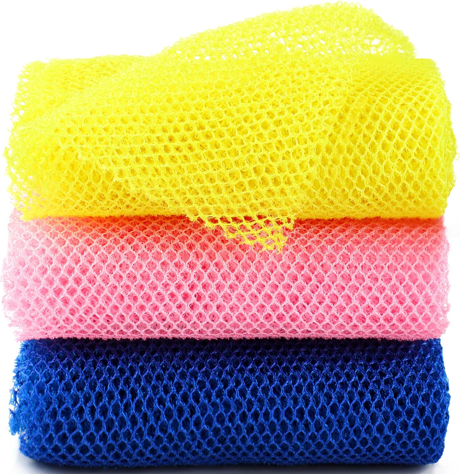 3 Pieces African Net Sponge Long Net Bath Sponge Exfoliating Shower Body Scrubber Back Scrubber Skin Smoother Body Exfoliating Cloth Nylon Bathing Scrubber for Men Women for Daily Use