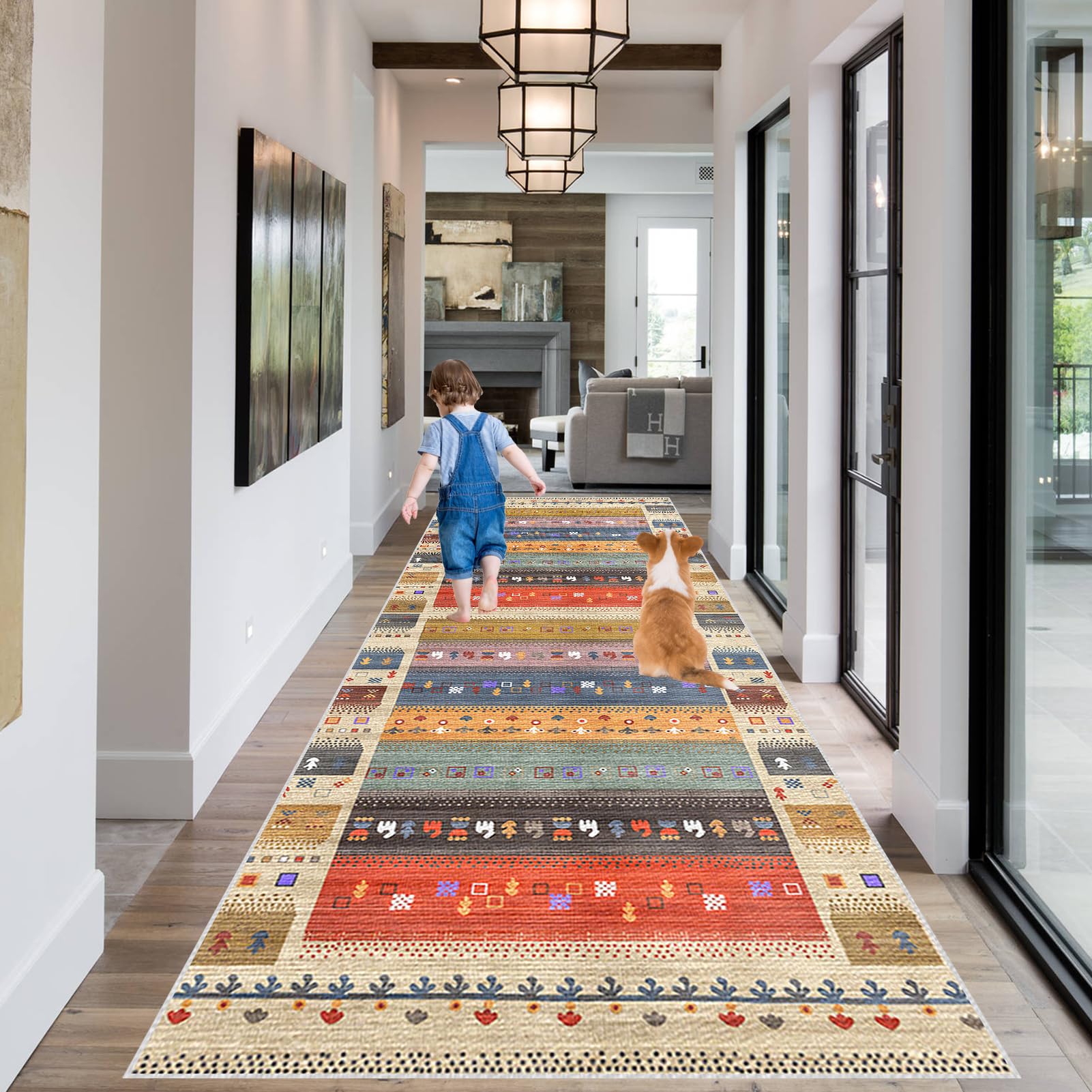 RxueSug Carpet Runners for Hallways Non Slip Carpet Runner Washable Kitchen Runner Mat Heavy Duty Runner Rugs for Hallway Absorbent Carpet Floor Mat Hallway Runner Rug Entryway Runner Rug 80 x 450 cm
