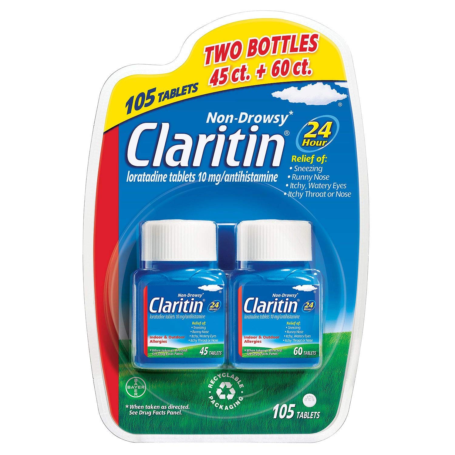 Buy Claritin 24 Hour NonDrowsy y 10mg s, Pack of 2 (210 s Total