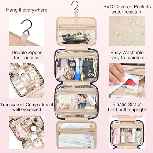 Miniatura 6 de Neceser para mujer, neceser de viaje para colgar y maquillar, Negro -, Moda linda