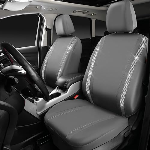 Miniatura 53 de CAR PASS Funda de asiento trasero de cuero y diamantes de imitación brillantes, impermeable, diseño de diamante brillante, ajuste universal, tiras