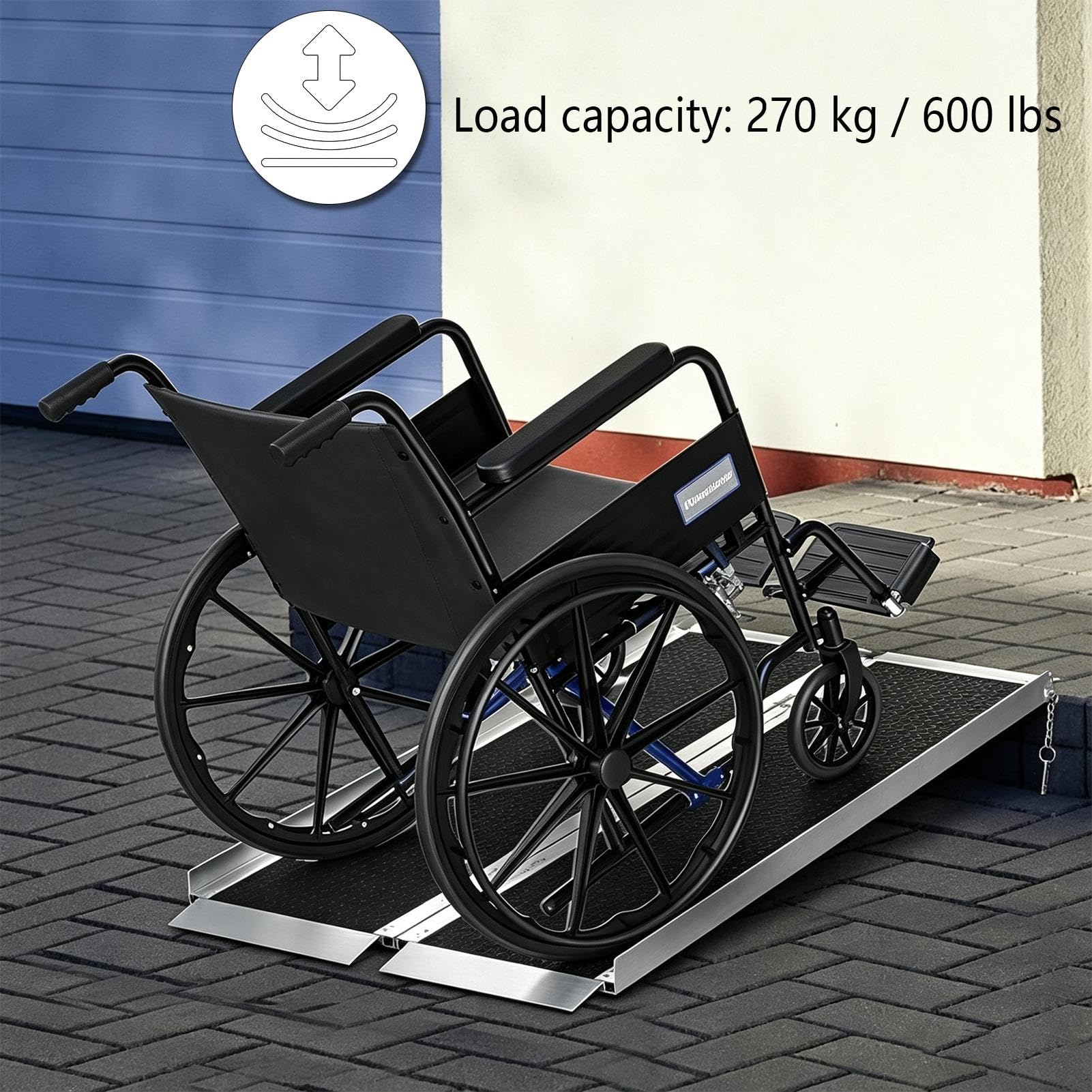 Rampa Plegable para Silla de Ruedas de 60-180 cm de Aluminio Antideslizante | Portátil, 270 KG de Capacidad, Carrito de Transporte Manual(36x28.7x2in)