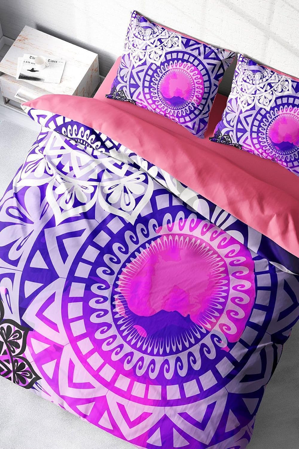 MONOHOME%100 Pamuk Saten Çift Kişilik Nevresim Takımı Purple Ring, MONOHOME39059