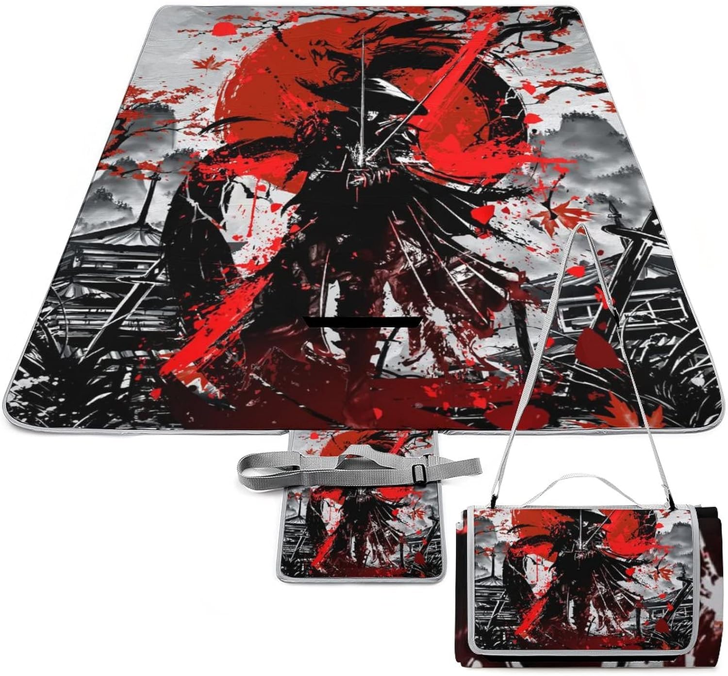 Abstract Mid Century Art PortableAnd Extra Large Picnic & Outdoor Blanket Vintage Modern Bohemia Art Leaves Arches Print for Outdoor Beach Hiking Camping on Grass Waterproof Sandproof 58.3x58.3 Inch