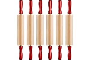 7.5 Inch Kids Wooden Rolling Pins (Pack of 6) for Crafts, Baking, Dough, Art