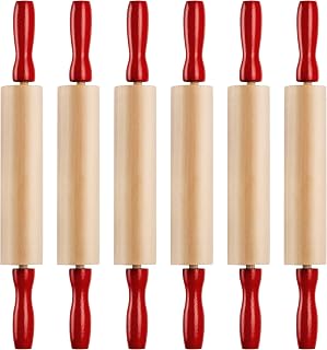 Bedwina Mini Wooden Rolling Pins for Kids (6 Pack, 7.5 Inch) - Play Dough Toys, Baking Accessories & Crafts