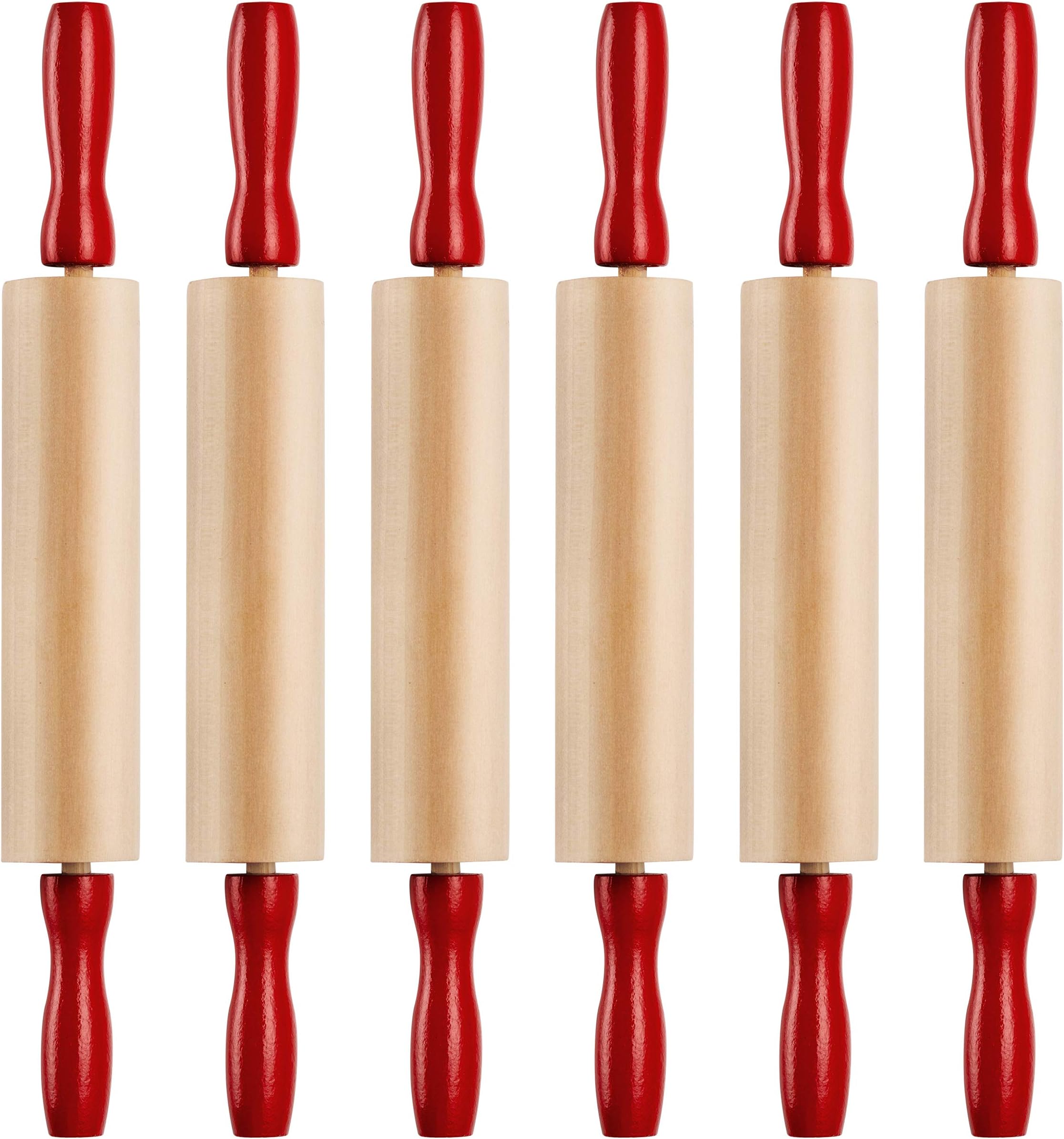 Mini Rolling Pin 7.5 Inch (6 Pack) Kids Rolling Pin Set for Play Dough Accessories Small Pin for Dough - Wooden Rolling Pins For Baking With Handles for Foods, Baking Supplies, And Playtime