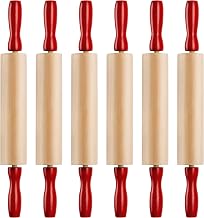 7.5 Inch Kids Wooden Rolling Pins - (Pack of 6) Mini Rolling Pin Set for Crafts, Baking, Cooking, Dough, Art - Wood Rolling Pin with Handles for Kitchen or Children's Imaginative Play