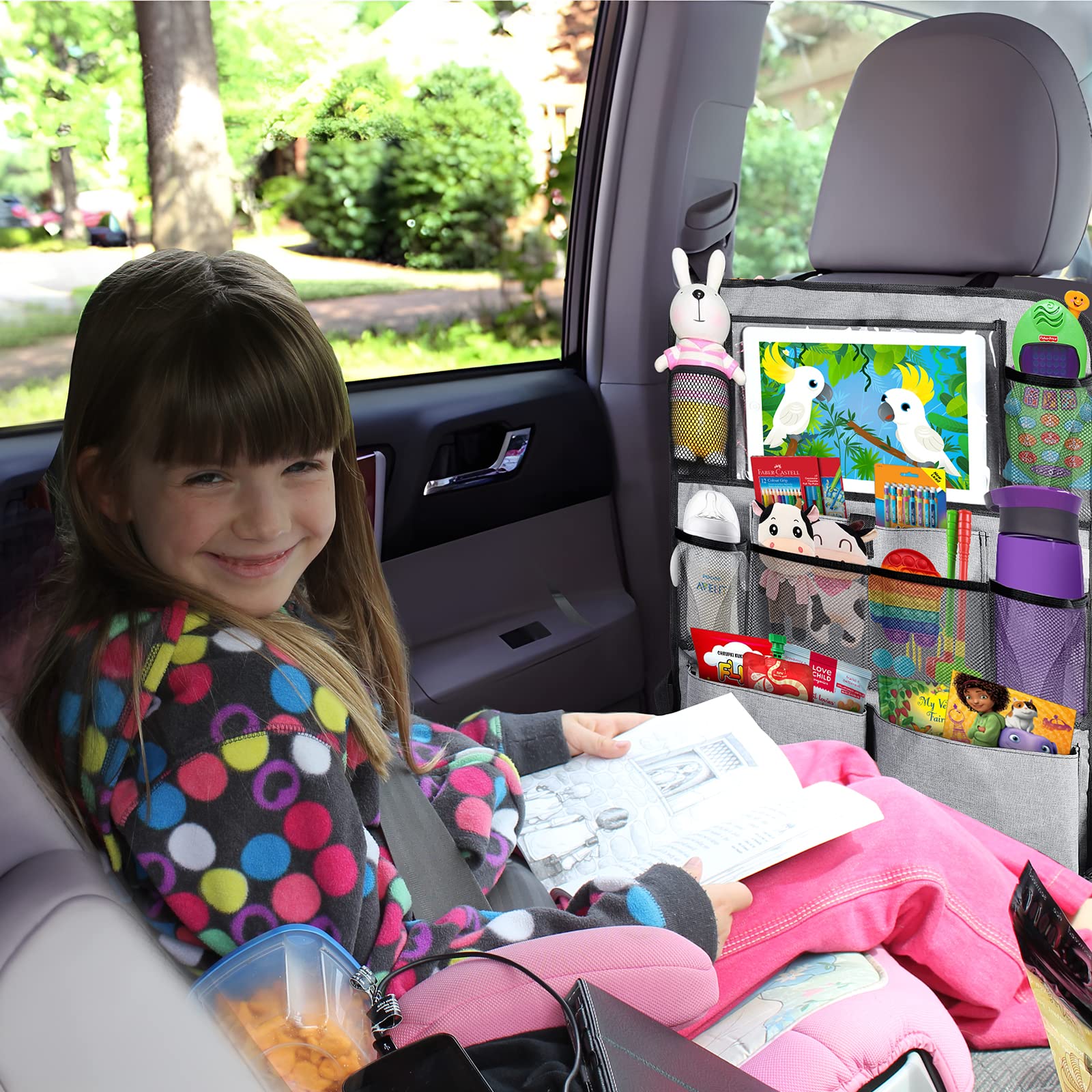AiQInu Organizador para asiento trasero de automóvil con mucho espacio de almacenamiento, protector para niños (1 pieza)