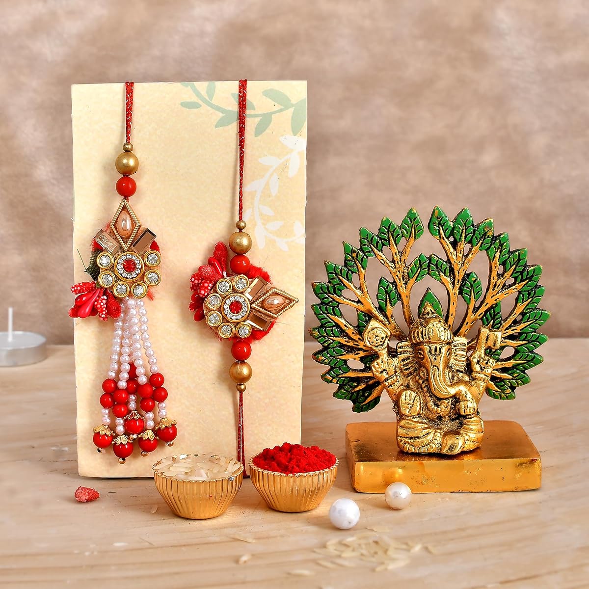 CraftVatika Rakhi Gift Combo for Brother Bhaiya and Bhabhi | Rakhi Set of 2 for