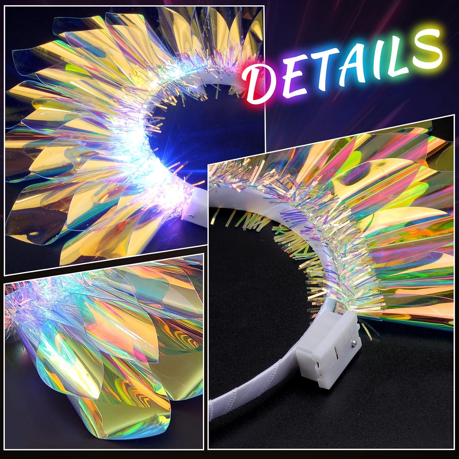 2PCS LED Headbands Light Up Headband, Glow In The Dark Party Supplies, Glow Party Supplies for Women & Girls, Light Up Party Favors Flashing Hair Band for Raves, Halloween, Christmas, Night Events