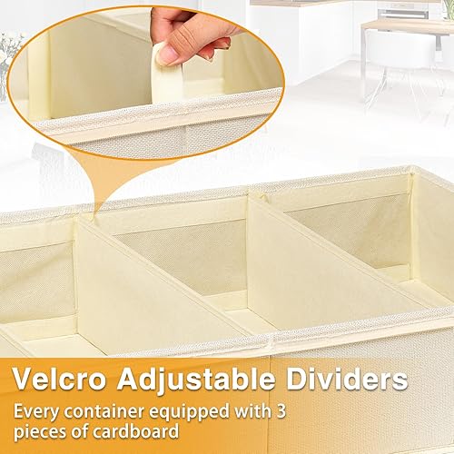 Miniatura 3 de punemi Almacenamiento debajo de la cama, paquete de 2 contenedores de almacenamiento de ropa debajo de la cama con divisores ajustables, cubos