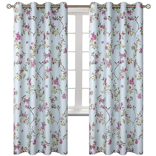 Blue Floral Curtains Amazon Co Uk