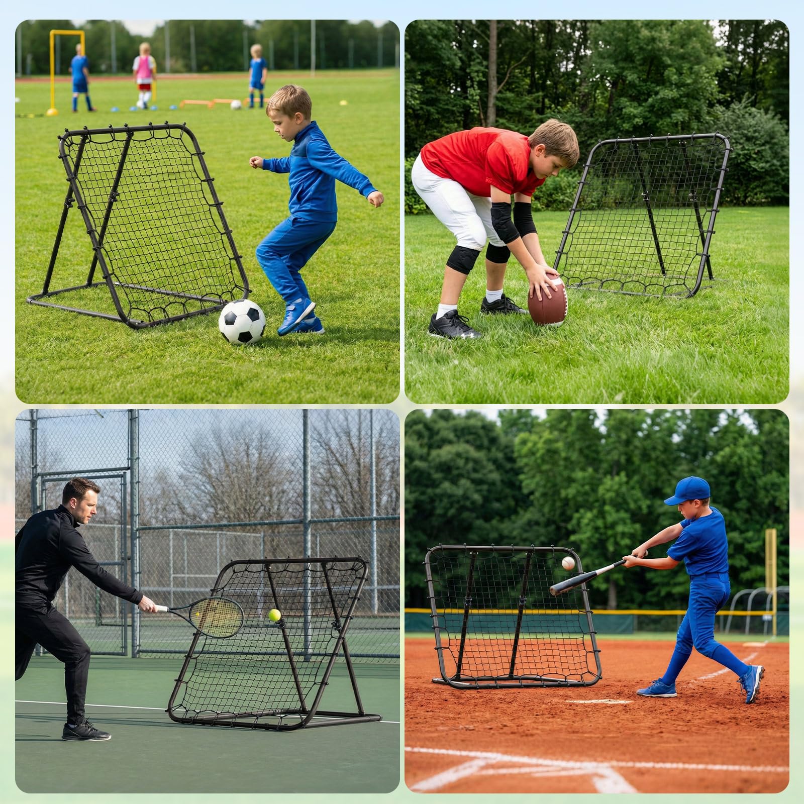 LARMNEE Rebounder für Fußball, Fußball Rebounder, Fussball Rebounder, Höhenverstellbar, Fußbälle Training Ausrüstung, 100 x 85 x 100 cm, für Sportplatz