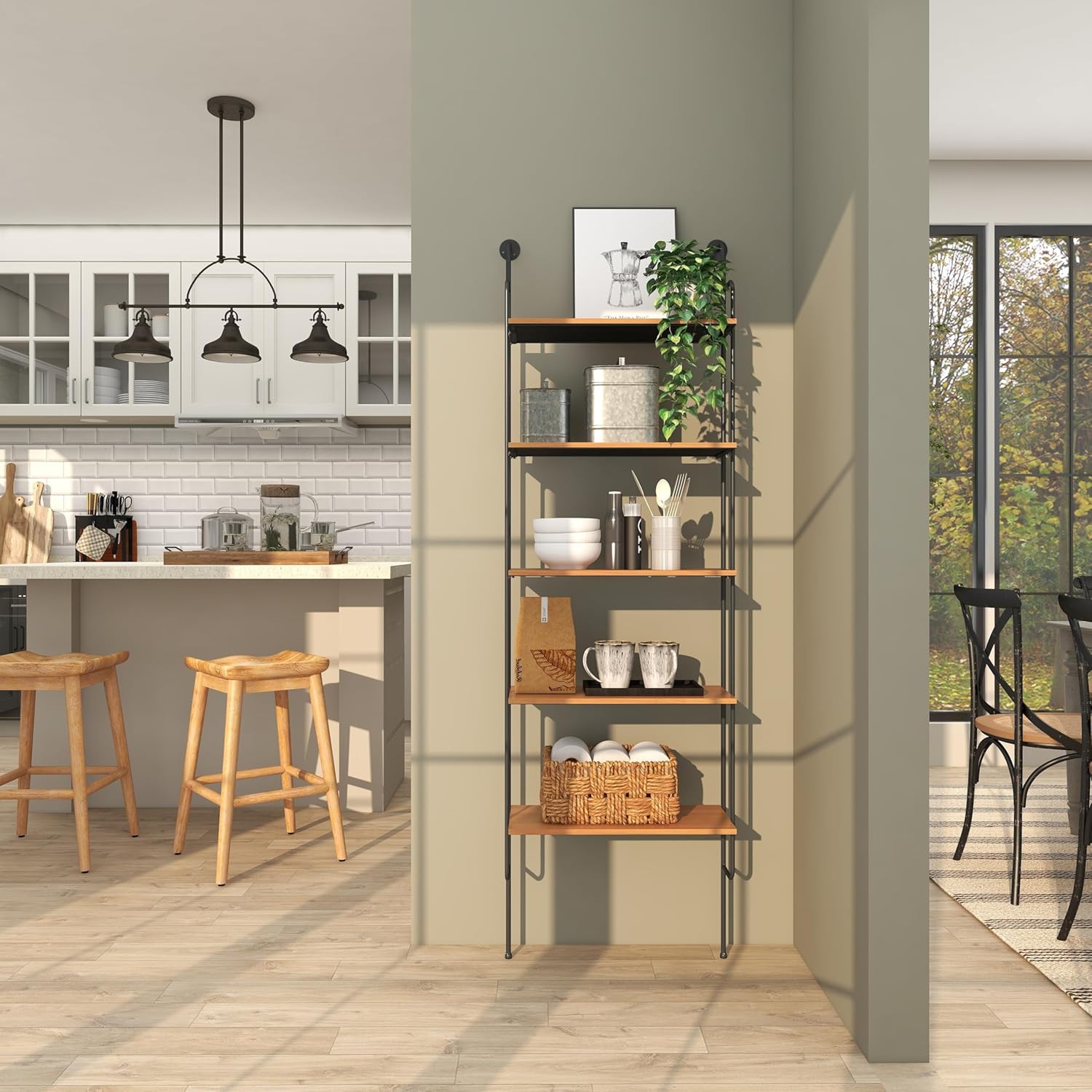 Deco 79 Metal 5 Shelves Wall Shelf, 23" x 12" x 71", Brown