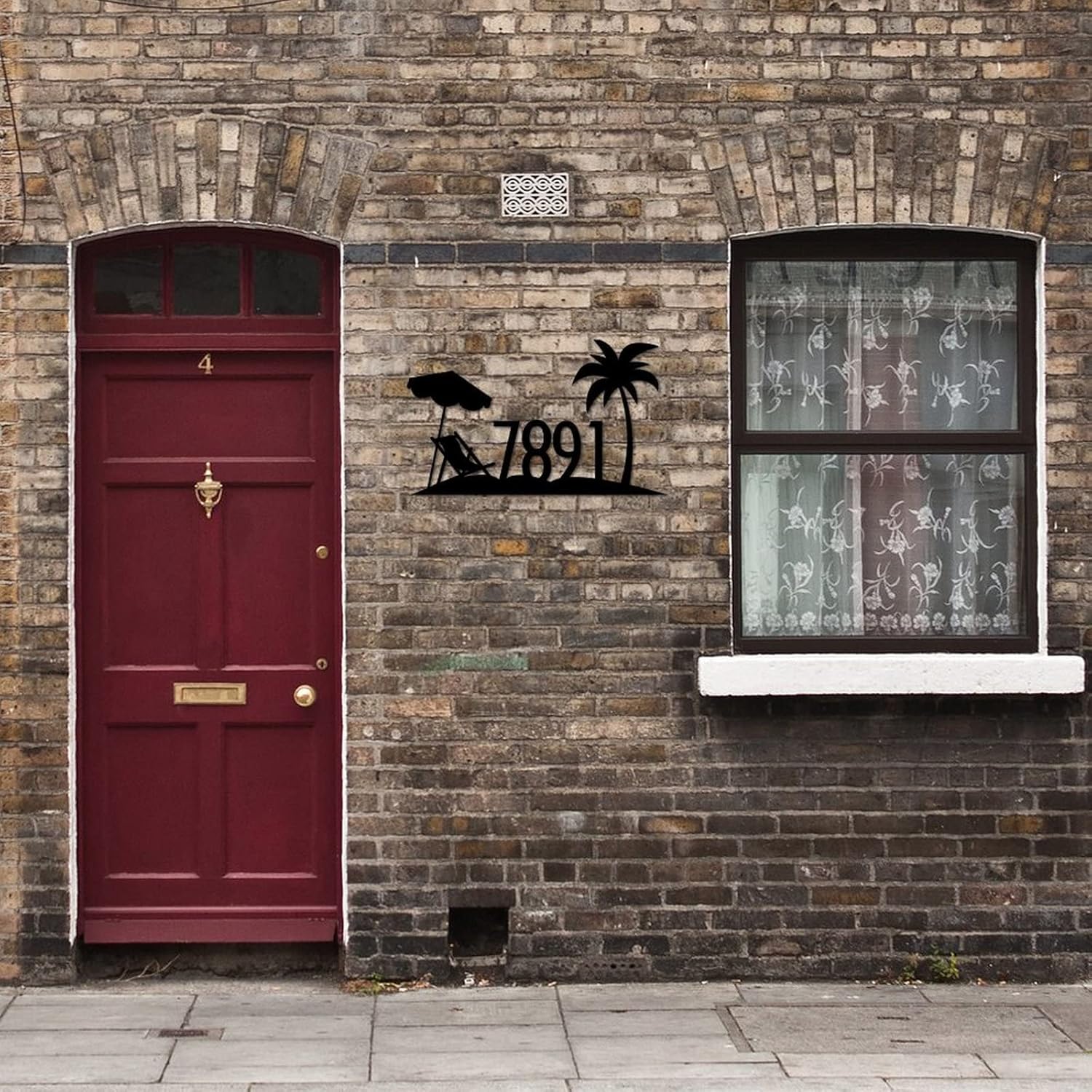 Address Plaque Personalized Personalized Palm Tree House Number Address Metal Sign 3 House Number Sign Wall Mounted Sign Outside Decorations Aluminum Farmhouse for House, Street, Front Door 3D Easy