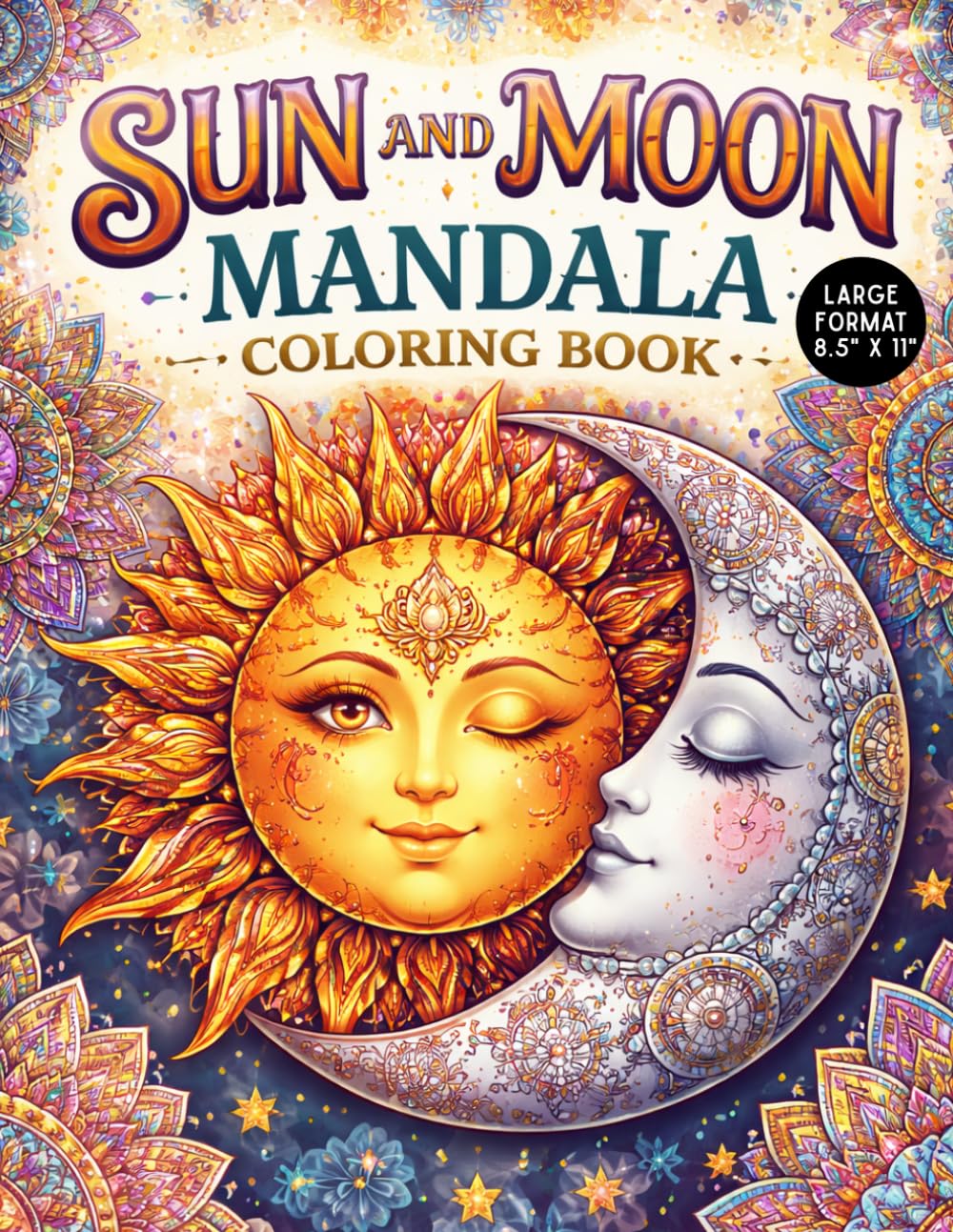 Sun & Moon Celestial Mandala Coloring Book: 60 Intricate Celestial Mandala Designs Featuring Sun, Moon & Stars for Stress Relief and Mindful Coloring (Single-Sided Pages, 8.5" x 11")