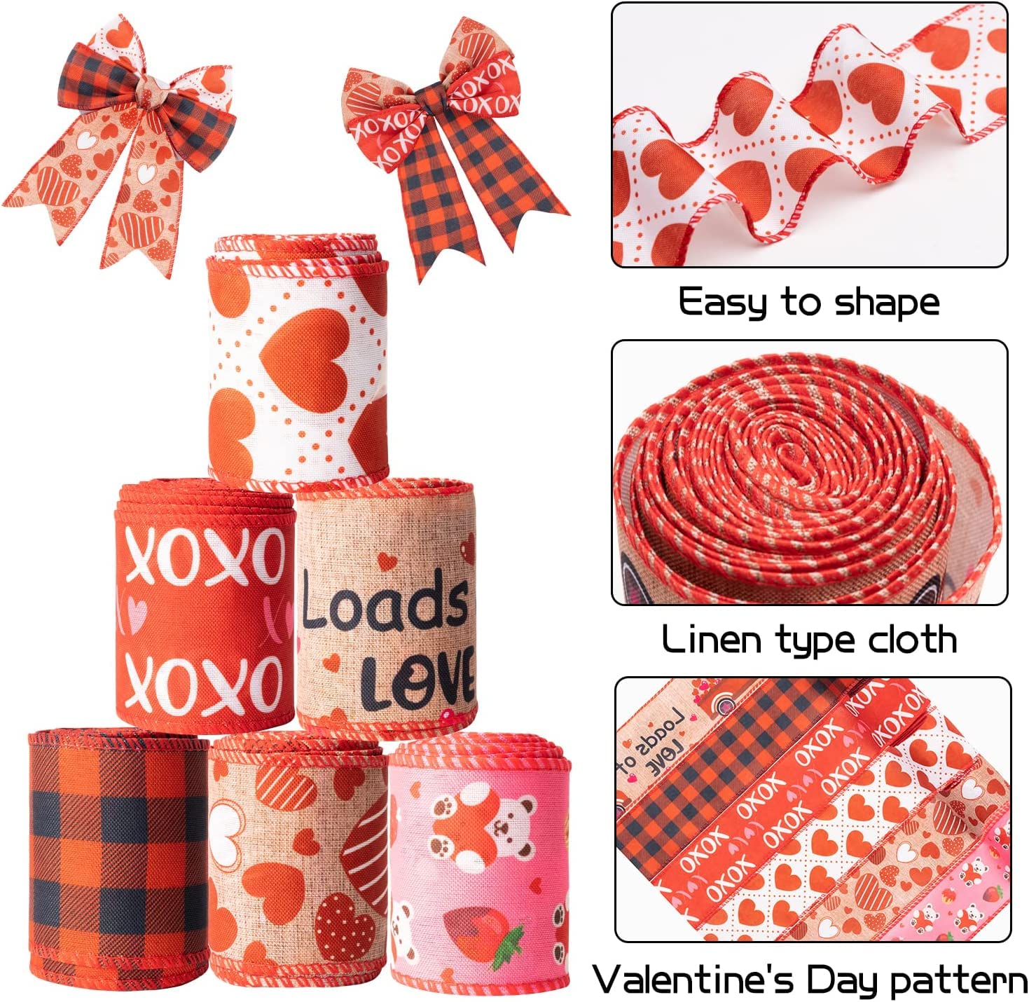 2 Rotoli Di Nastro per San Valentino per Ghirlande, Regali, Plaid Rosso