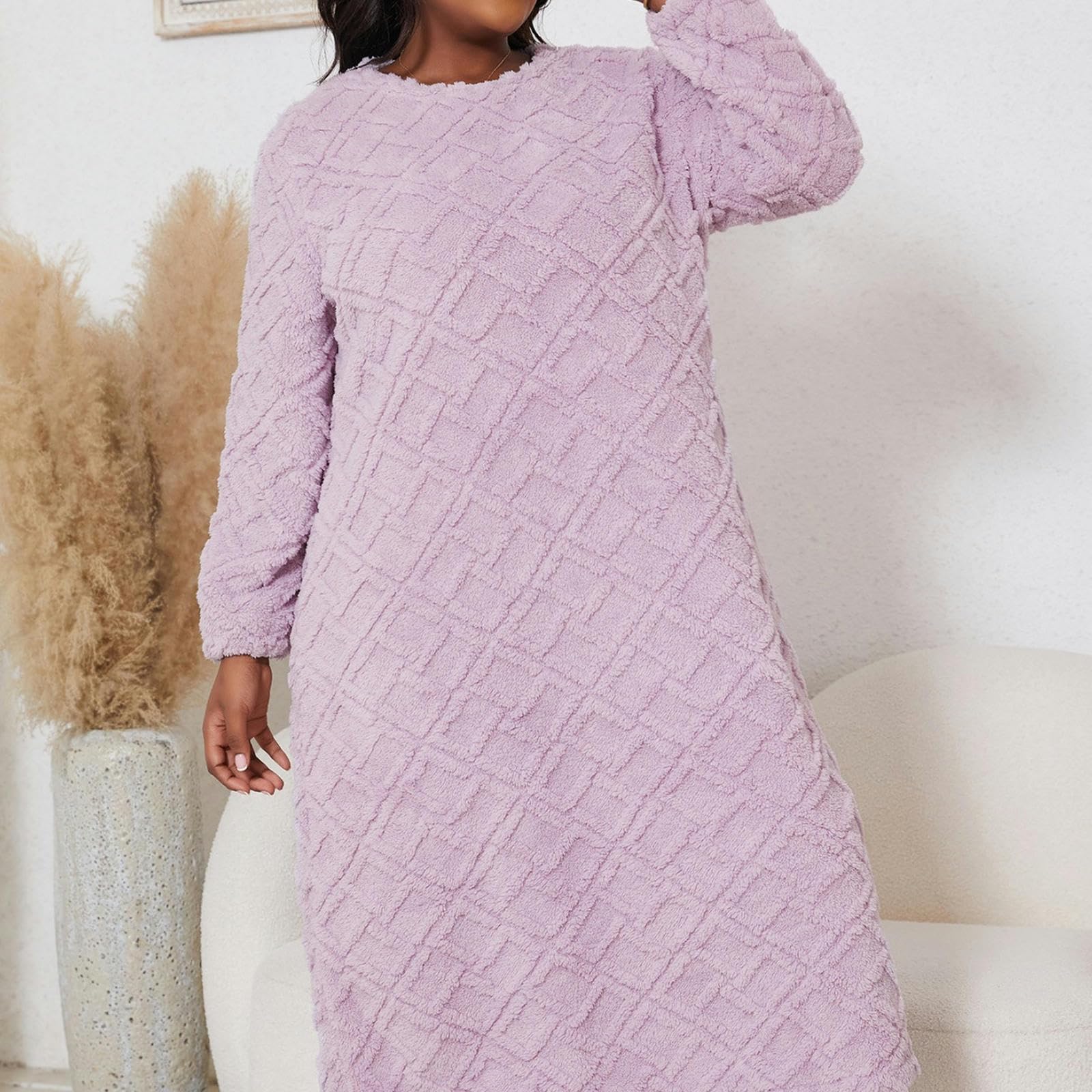 Pigiami da Donna Long Boungewear Comodo Cotone da Notte in Cotone Donna Autunno E Inverno Comodi Pigiami da Donna Calda-viola-2xl