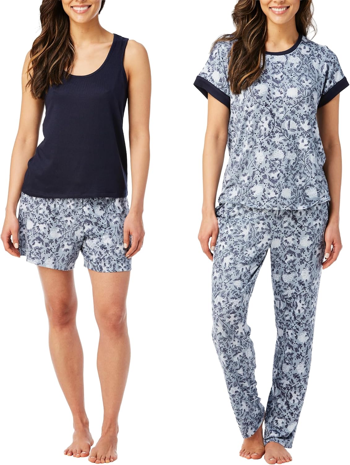 Lucky Brand Pajamas Set for Women 4-Piece Soft Sleepwear - Top, Tank, Shorts & Pants, Comfy Loungewear Pijama para Mujer, X-Large, Blue - Image 8