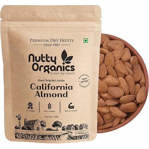 Nutty Organics California Almonds 500 GM
