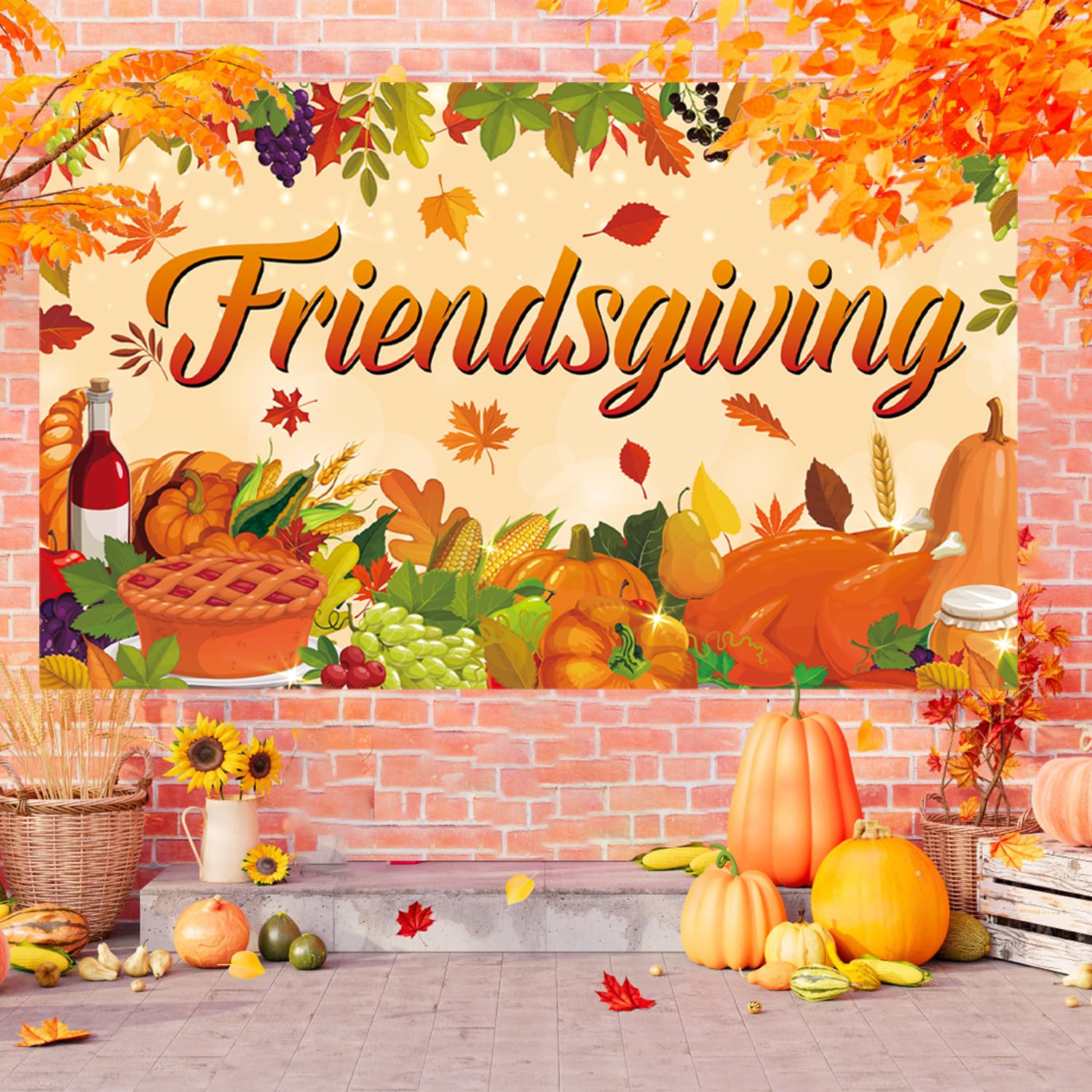 Aazon.co: Friendsgiving Banner Pre-Strung Friendsgiving Decorations