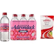 Adirondack Enhanced Water Strawberry Fruit Flavored Beverage 16.9 fl oz Pack of 24 | Sugar Free Sparkling Water, Zero Calorie, Vitamin Enriched Drink & Gummy Bears Candy 4.25oz