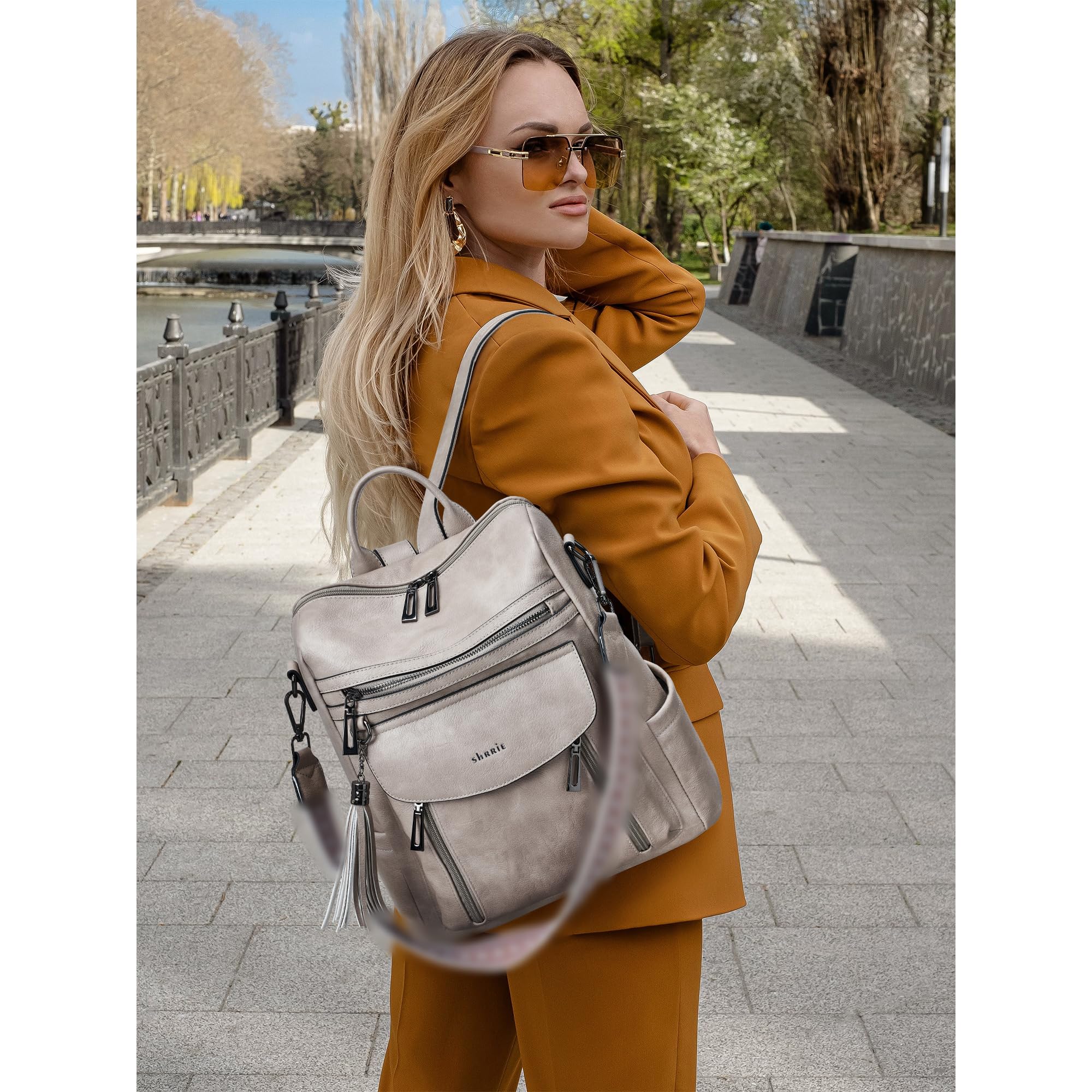 Shrrie Zaino per le donne moda in pelle Zaino, Borsa Designer Zaino da viaggio Borsa a spalla convertibile con