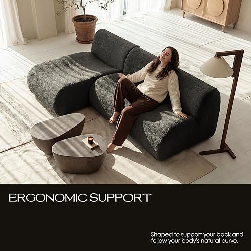 Miniatura 6 de Sofá de 3 plazas Boneless con juego de diván, sofá modular modular de 95 pulgadas, sofás reversibles en forma de L con asiento profundo, sofás de