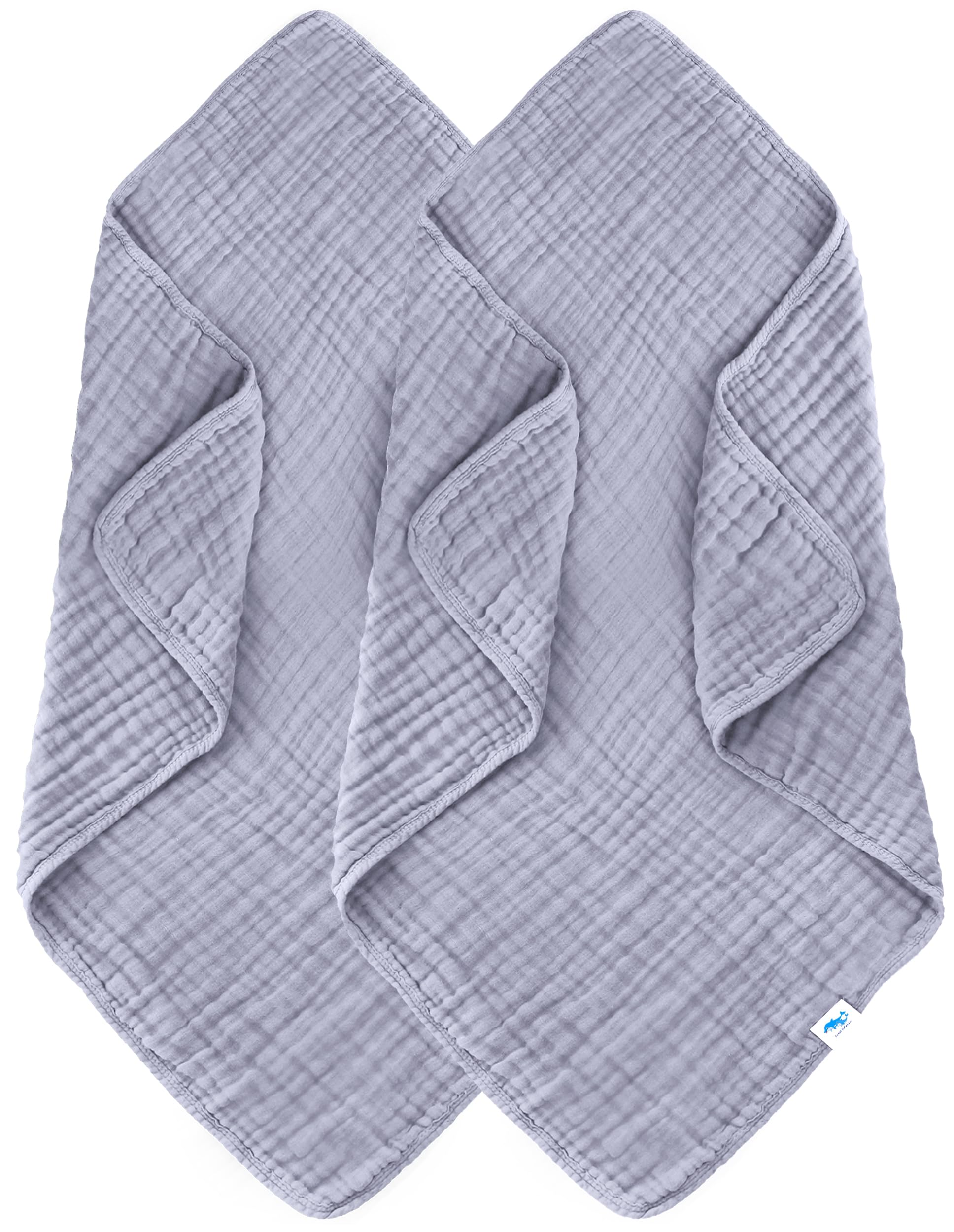 SWEET DOLPHIN Muslin Baby Bath Towels Blanket - 2 Pack 100% Cotton Towel for Babies, Infants, Toddlers - 40x40Inch - Highly Absorbent, Grey