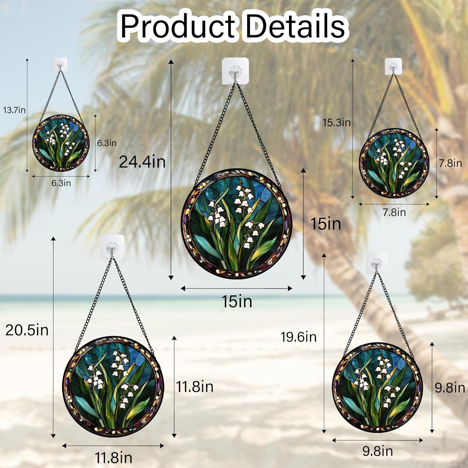 Stained Glass Window Hanging - Retro Lily of The Valley Suncatcher for Door Garden Yard Flower Sun Catchers Decor Christmas Mother's Day Birthday Gifts for Women Mom Nana Friend 9.8 in