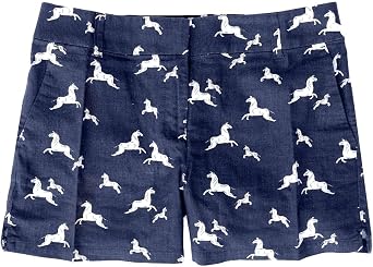 Loft Ann Taylor Womens 4" Navy Zebra Horse Linen/Cotton Riviera Shorts