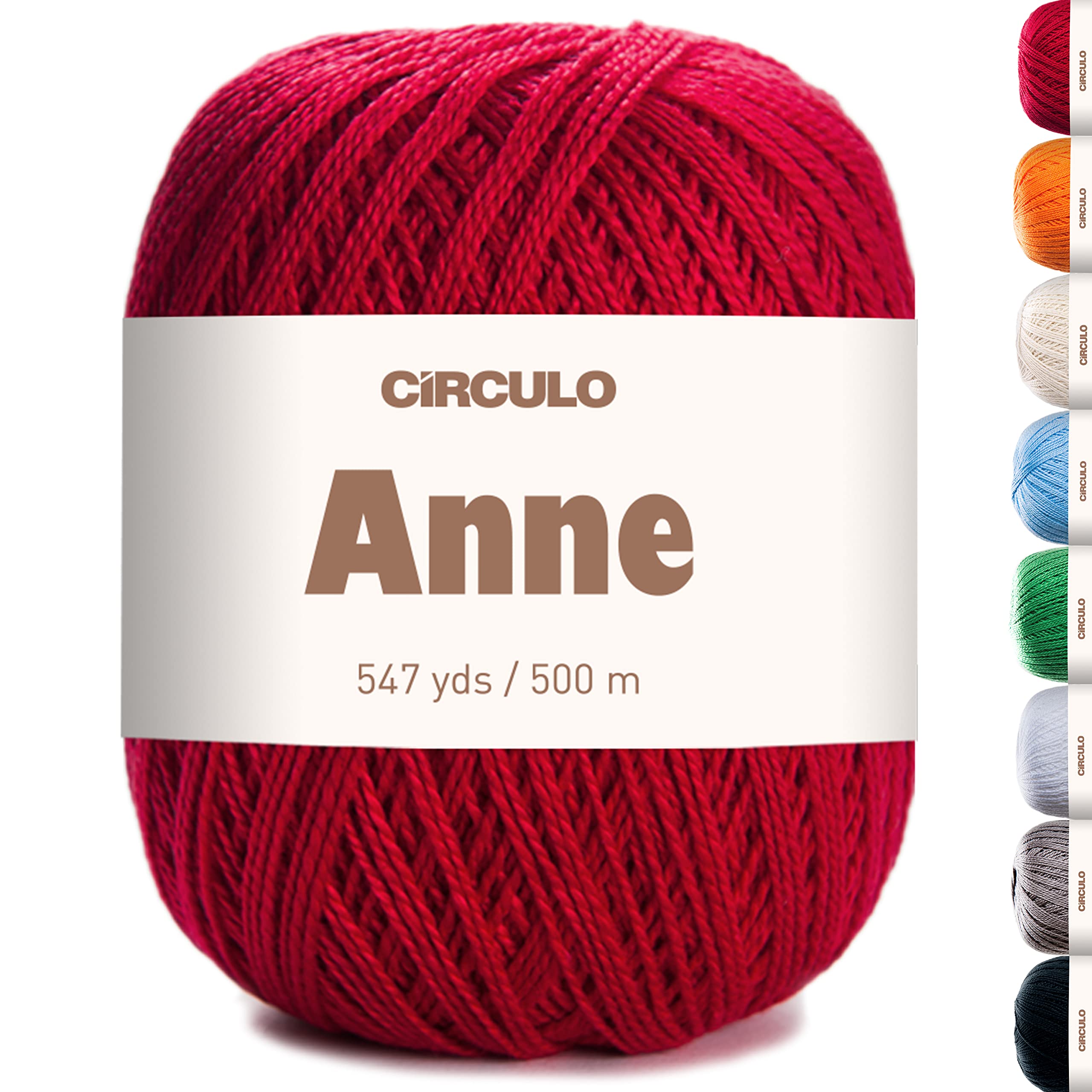 Circulo Anne Yarn 100% Mercerized Cotton 147g - 3528, red, Fingering weight