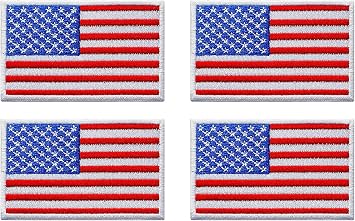 Graphic Dust Pack 4, 3.2x2 Inches, US USA United States of America Flag Embroidered Iron On Patch Applique American Army Military Uniform Costume