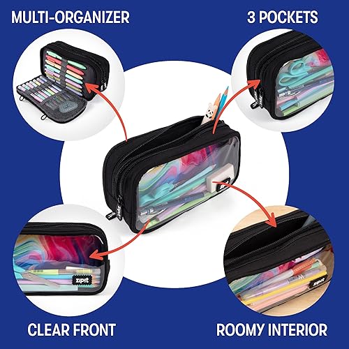 Miniatura 9 de ZIPIT Estuche medio y medio para lápices  Estuche para lápices de gran capacidad  Estuche para lápices para la escuela, la universidad y la oficina