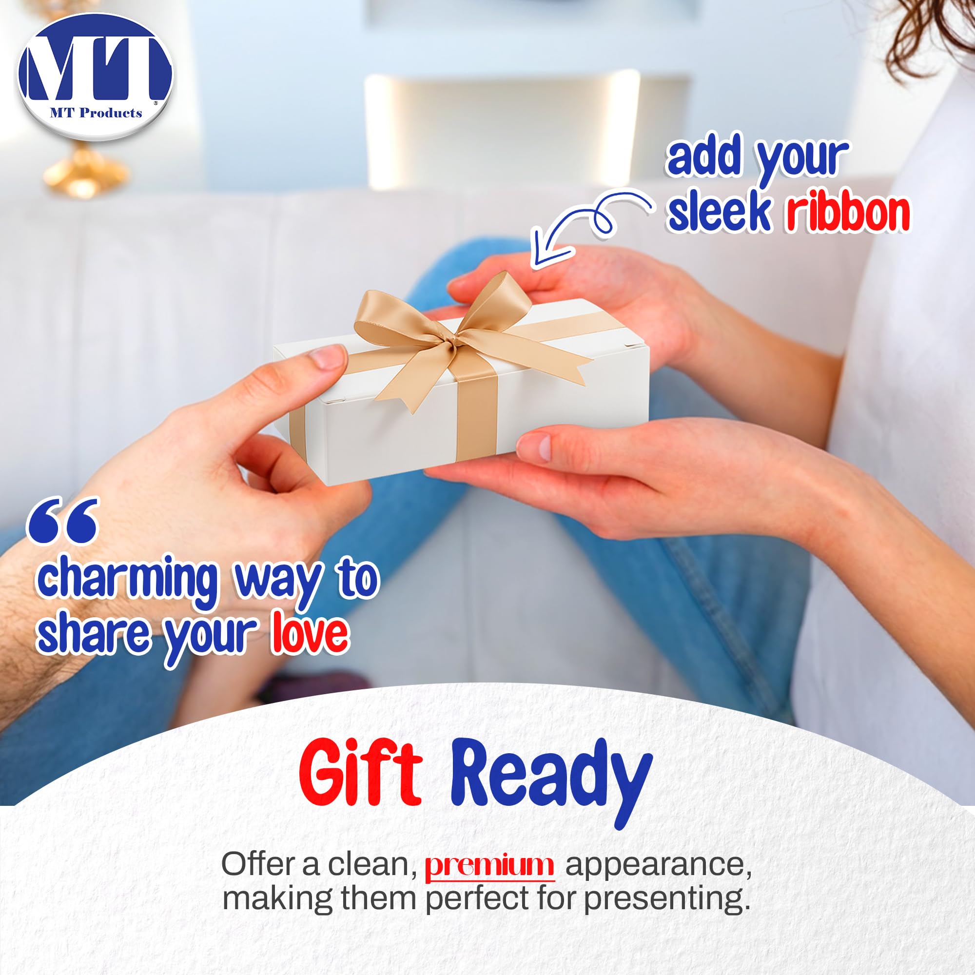 MT Products White Candy and Chocolate Gift Box 5" x 2 1/4" x 1 1/4" - Extra Small Fudge Box - Pack of 20