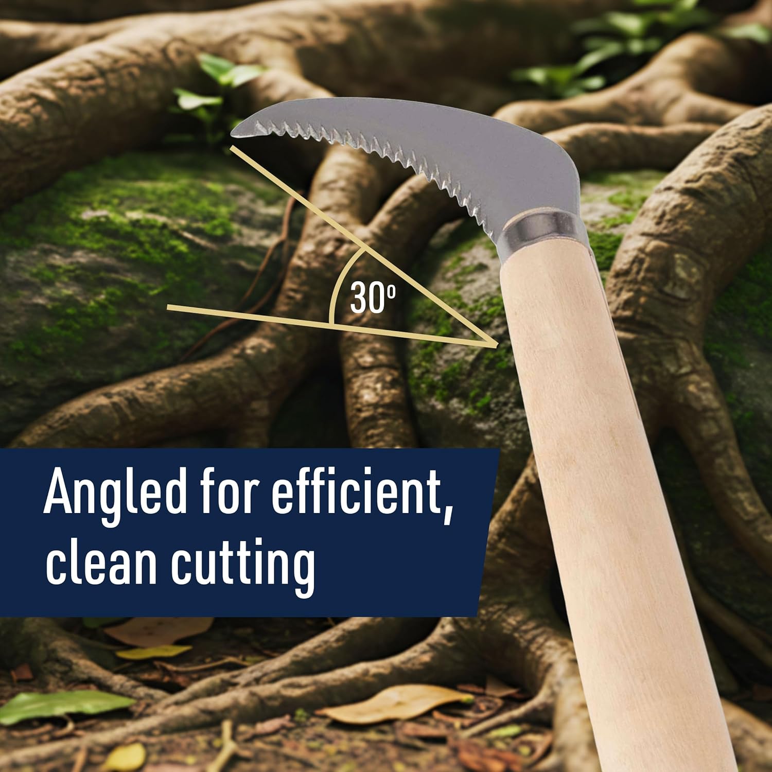 Japanese Saw Hand Saw - 8” Root Cutter with Sharp 2.75” Serrated Stainless Steel Blade and 30-Degree Cutting Angle - Garden Tools for Gardening and Landscaping by Kings County Tools