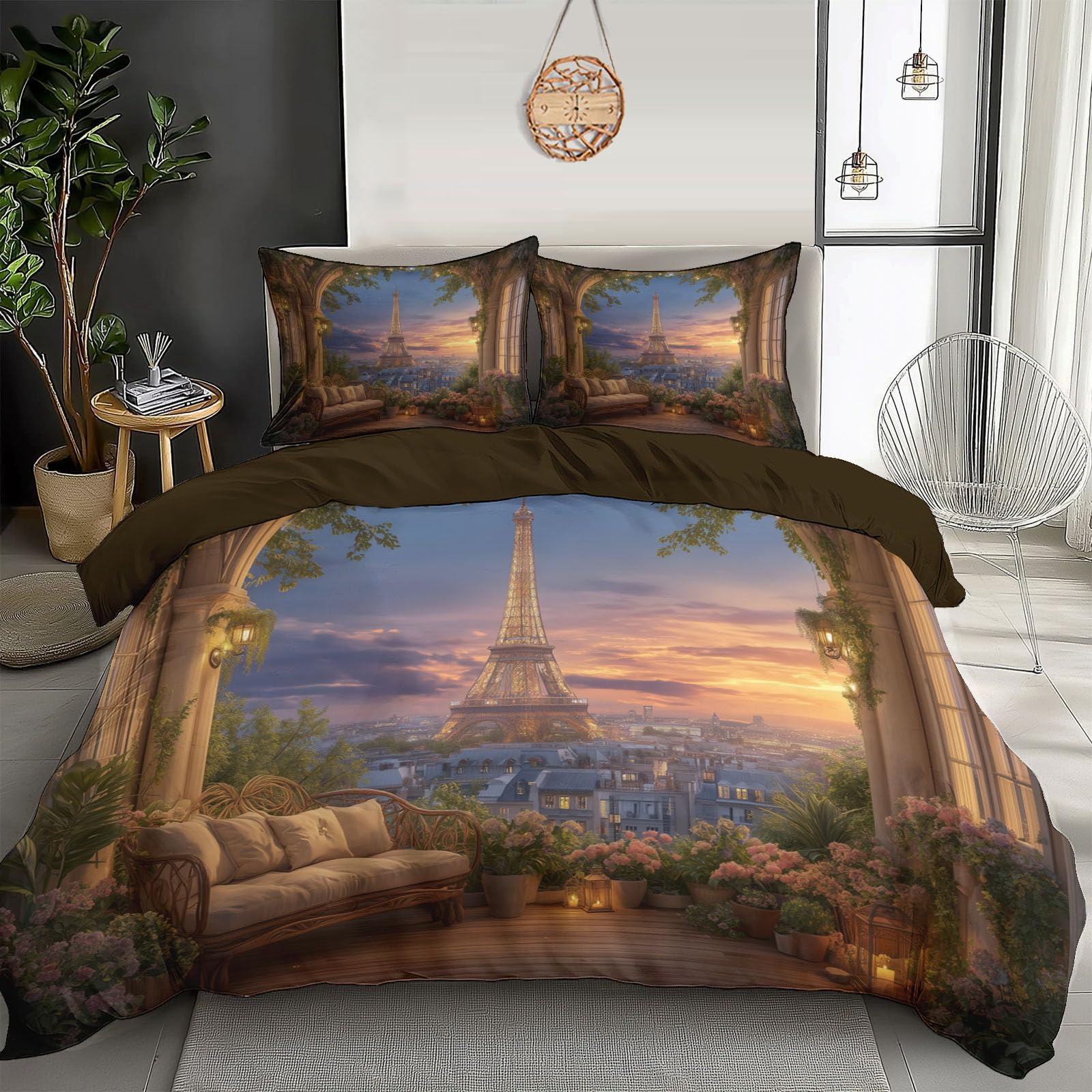 Housse de couette 140x200cm Tour Eiffel pour une chambre d'ado cozy