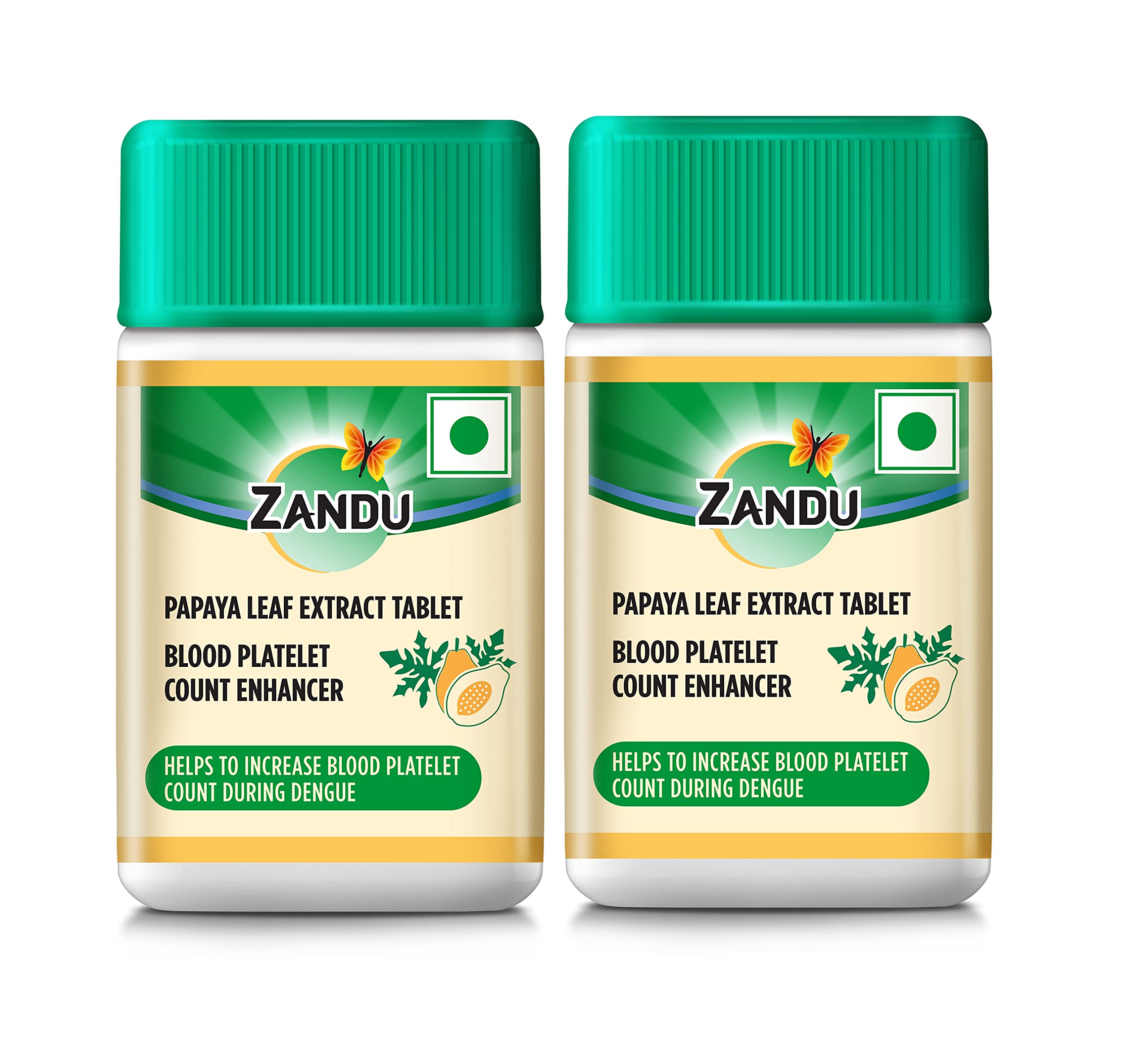 Zandu Papaya Leaf Extract Tablets - Helpful for Blood Platelets Count, With Goodness of Vitamin C, Anti-inflammatory & Antioxidant Properties (Pack of 20 tablets x 2) (B0966X7884) Amazon Price History, Amazon Price Tracker