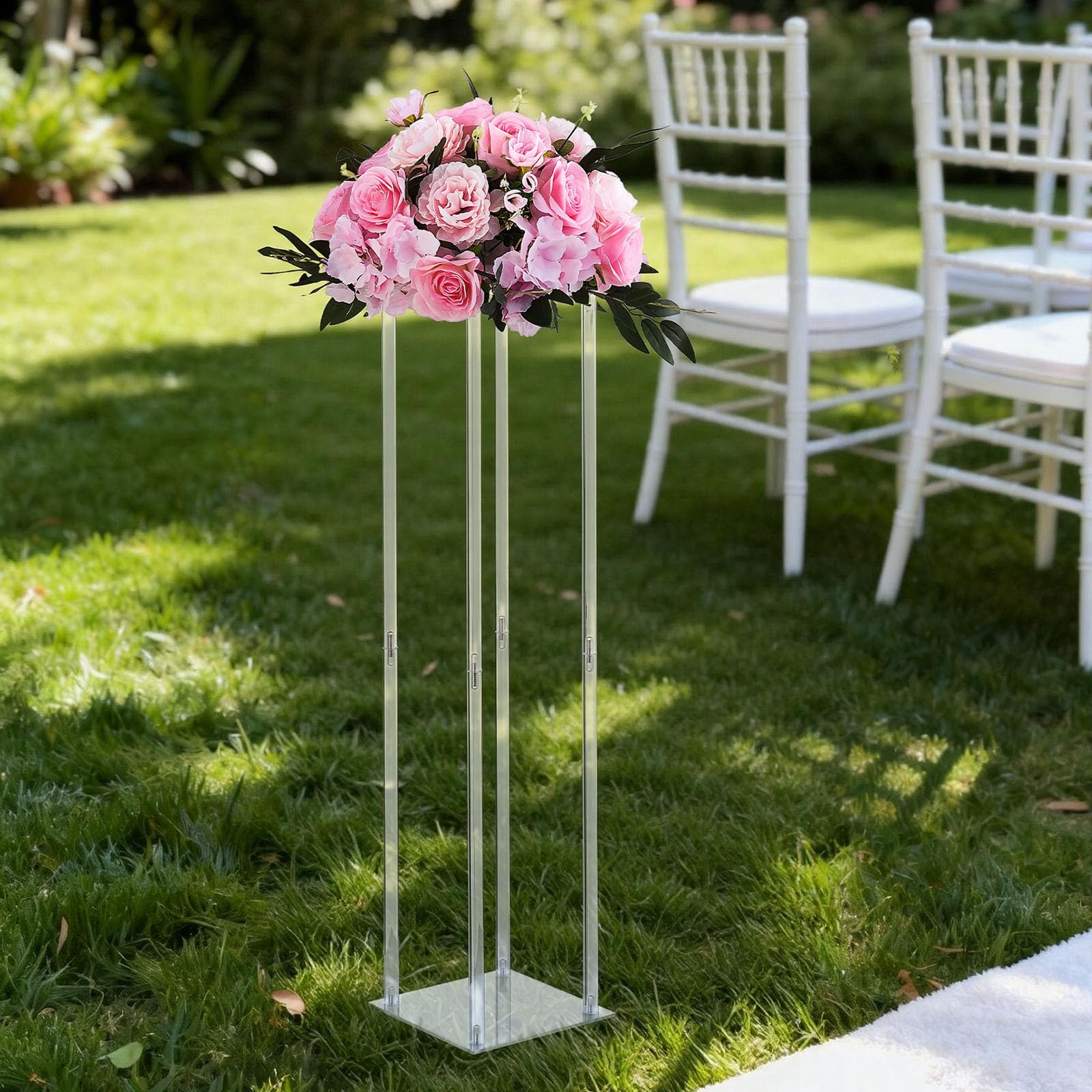 VEVOR Portafiori da Matrimonio 10 Pezzi da 80 cm, Portafiori a Colonna con Laminato Acrilico, Espositore Floreale Cubico Cilindrico per Matrimoni, Feste, Compleanni, Casa, Centrotavola Dorati