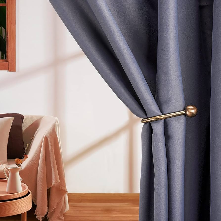 Curtain Holdbacks, 2 Pack Wall Mounted Tiebacks With Screws, Decorative Metal Curtain Hooks, Wall Brackets, Brass