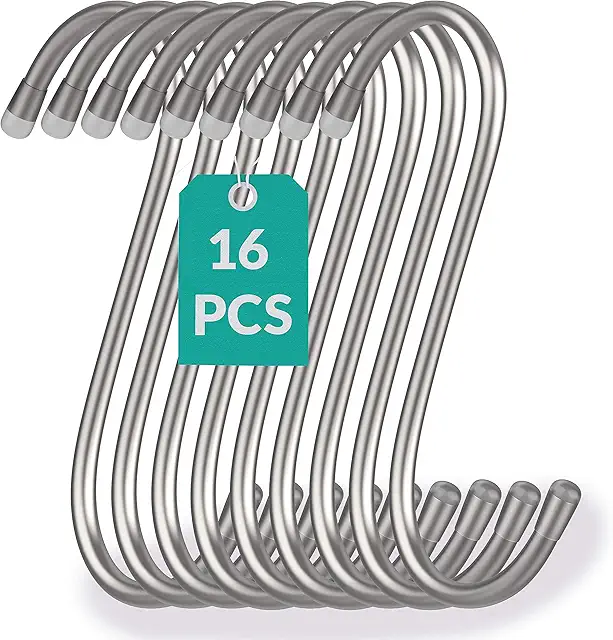 16 Stainless Steel S-Hooks - Load-Bearable 25kg - 12cm Large - S Krok Category