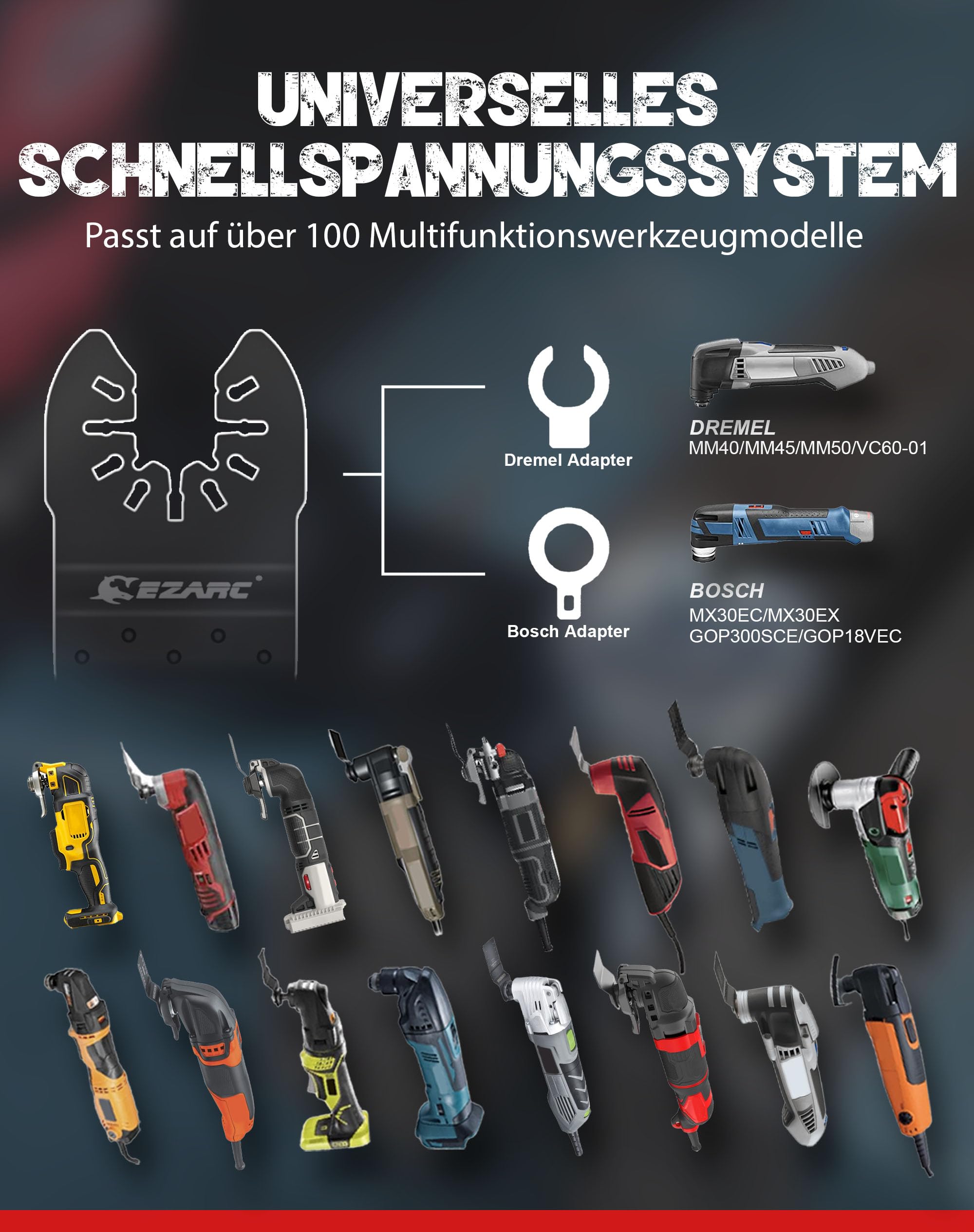 EZARC Hartmetall Multitool Sägeblätter, für Metall und Bolzen, 10tlg | Carbide-Zähne, 30-fache Lebensdauer, Carbide-Laserschweißtechnologie, für Edelstahl, gehärtete Schrauben, Stahlnägel