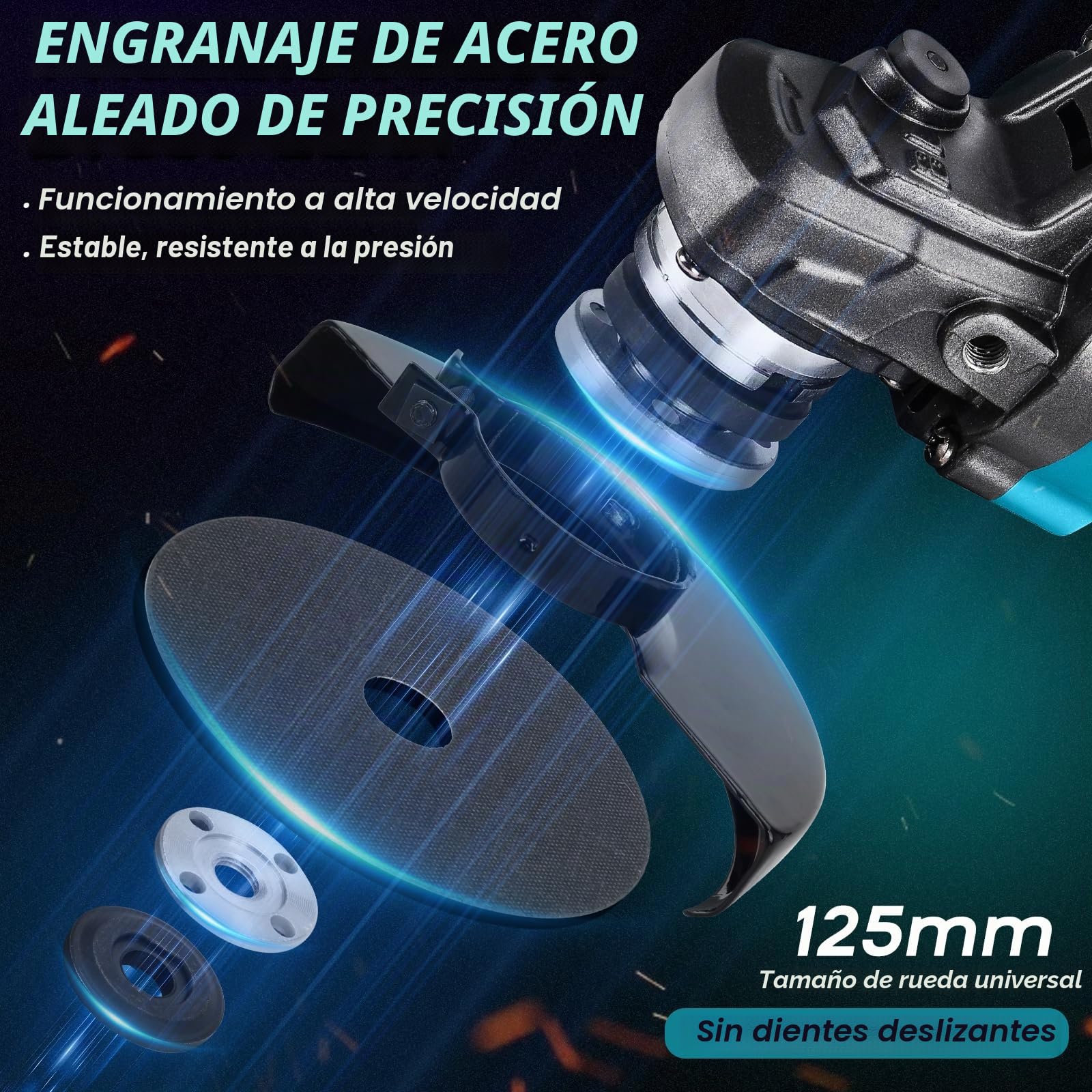 WingFly Amoladora Angular a Batería para Makita 18V, Mini-Amoladora Profesional, 125mm, Motor Sin Escobillas, Protección de Disco, para Cortar, Esmerilar, Pulir