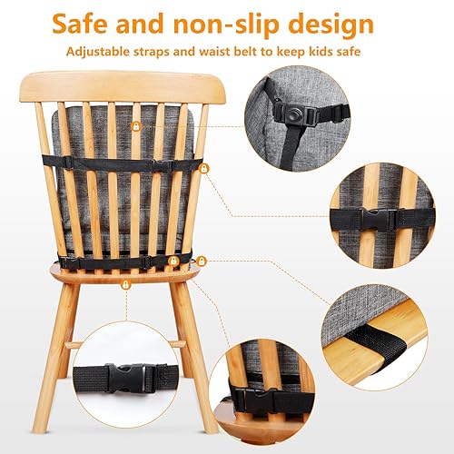 Miniatura 3 de HOSEASCA - Asiento elevado para mesa de comedor para niños pequeños, silla alta portátil de 12.6 x 3.34 pulgadas para viajes, asiento elevador de