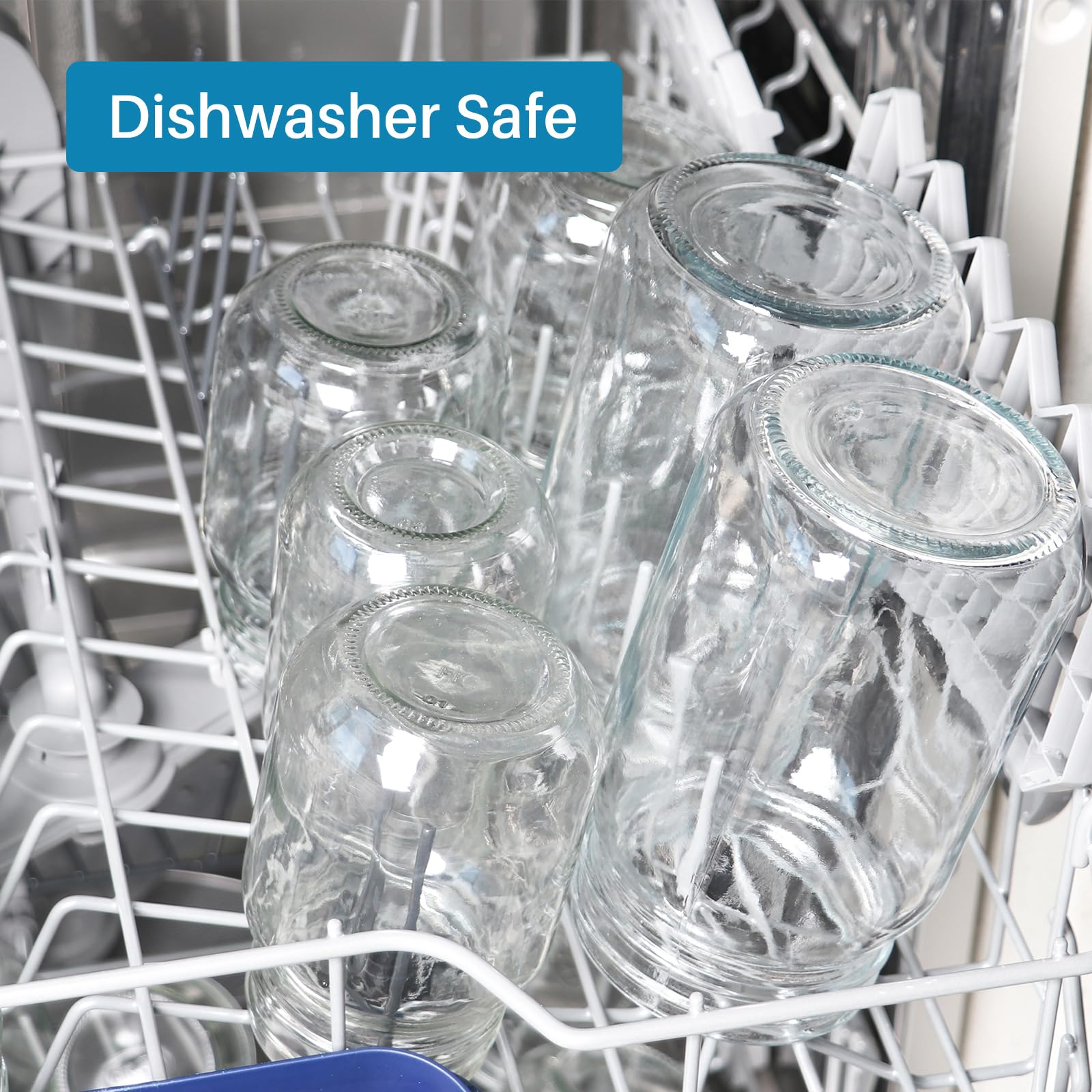 Lot de 6 bocaux Mason en verre de 950 ml avec couvercles et bandes argentés – Pour conserver les aliments en conserve, avoine pendant la nuit, mariner, fermenter, décorer